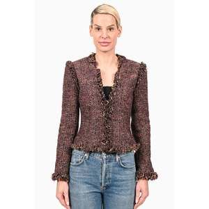 Pre-loved Chanel™ Fall 2003 Purple/Gold Tweed Jacket Size 38